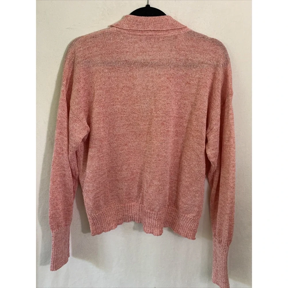 Parker NY Sweater Size Medium Knit Peach Pink Linen Pullover Marled Knit Coastal